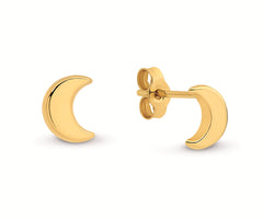 9ct Yellow Gold Moon Stud Earrings