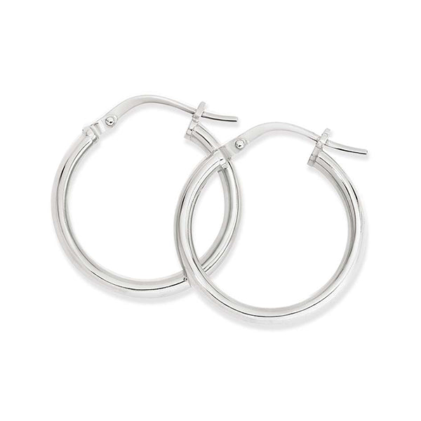 9ct White Gold And Silver Bonded Hoop Earrings