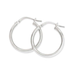 9ct White Gold And Silver Bonded Hoop Earrings