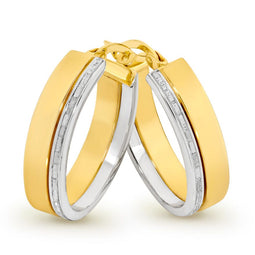 Two Toned Oval Hoop Earrings