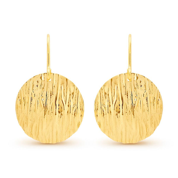 Bark Textured Disc Drop Earrings