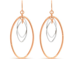 9ct And Silver Bonded Two Toned Oval Drop Earrings