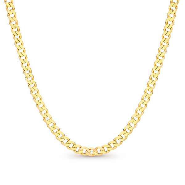 9ct Yellow Gold Diamond Cut Bevel Curb Chain