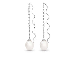 Fresh Water Pearls Silver Twist Earrings