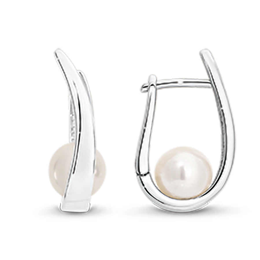 Sterling Silver & Pearl Huggies