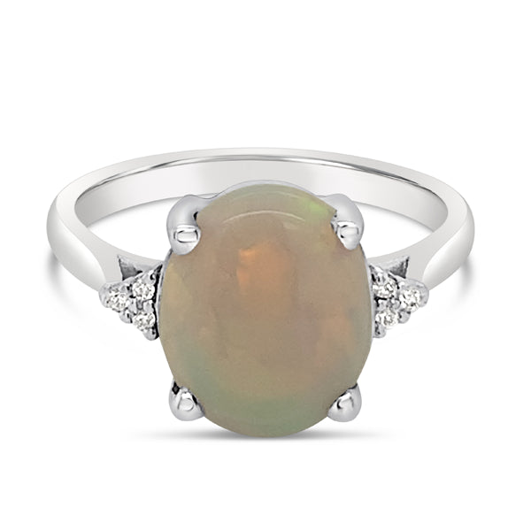 Opal Diamond Dress Ring White Gold Opal 1.85ct