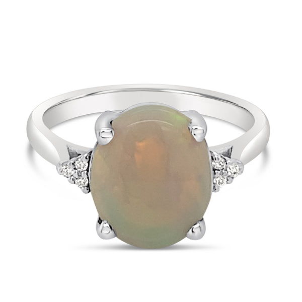 Opal Diamond Dress Ring White Gold Opal 1.85ct