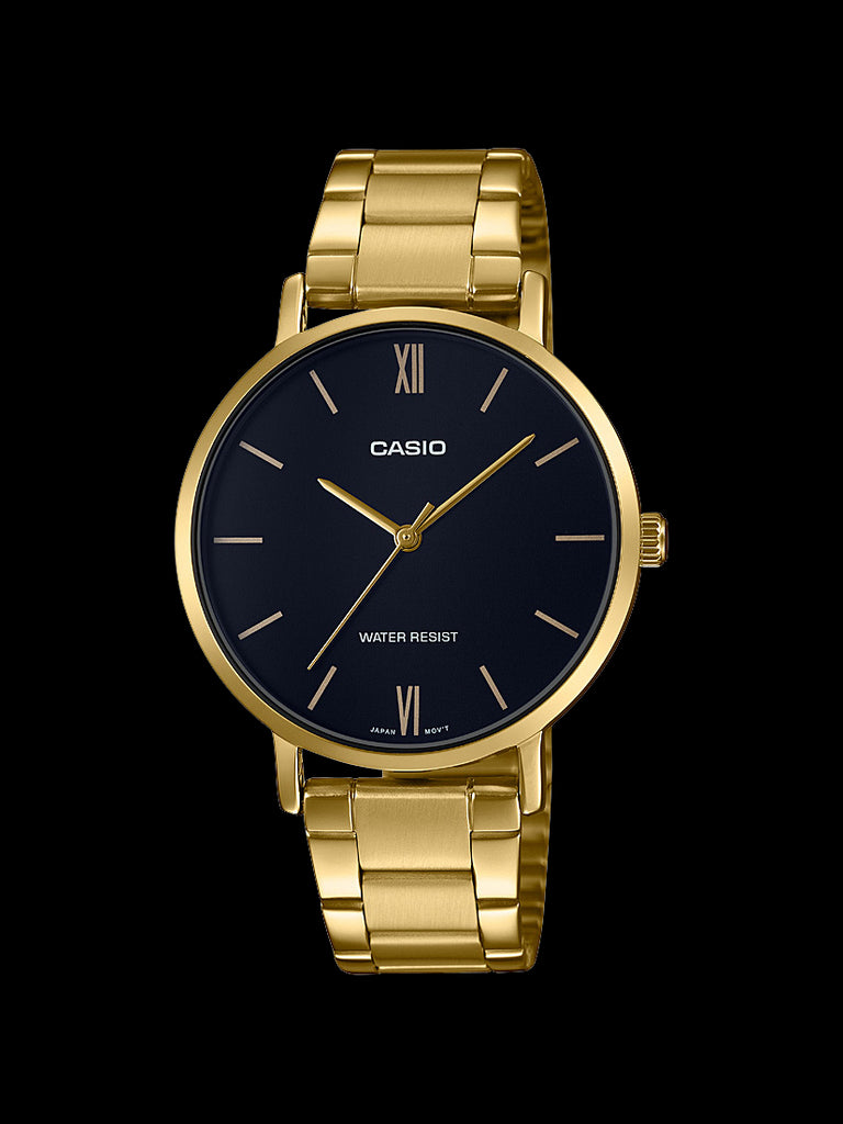 Casio Womens Gold Watch Black Face
