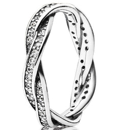 Braided Pave Silver Ring Band