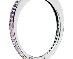 Multi-Coloured Arcs Of Love Silver Ring w Mixed Crystals & CZ