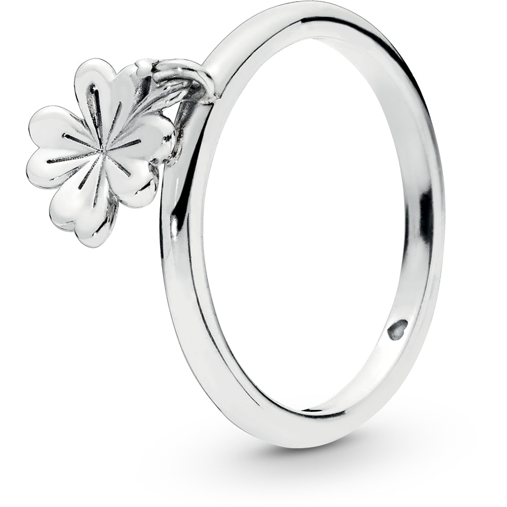 Dangling clover silver ring