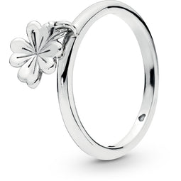 Dangling clover silver ring