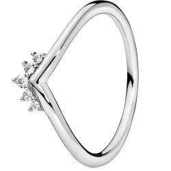 Pandora Tiara Wishbone Silver Ring W Clear Cz
