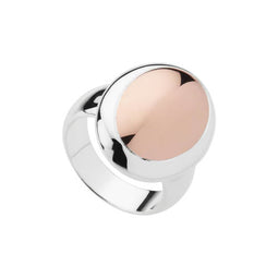 Najo Sterling Silver & Rose Gold Plated Oval Ring