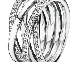Entwined Strands Wide Silver Ring