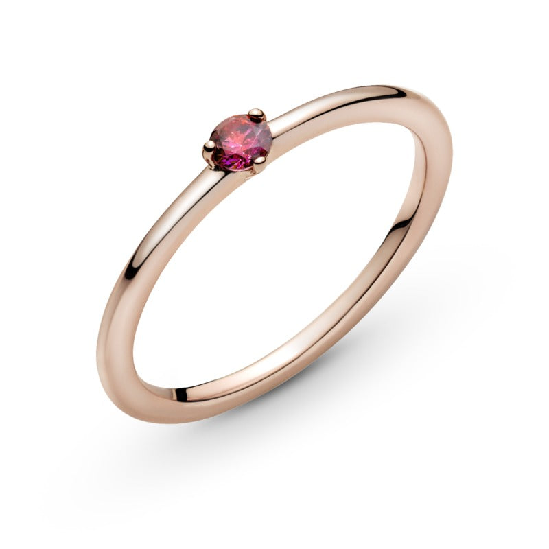 Pandora Rose Solitaire Ring With Red Cz