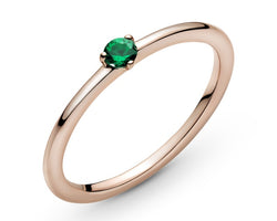 Pandora Rose Ring With Lake Green Crystal