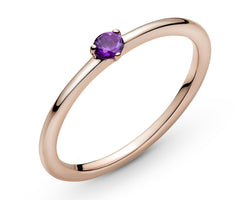 Pandora Rose Solitaire Ring With Royal Purple Crystal