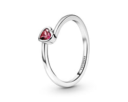 Heart Ring With Red Cubic Zirconia