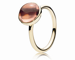 Blush Pink Poetic Medium Droplet 14Ct Gold Feature Ring W Blush Pink Crystal