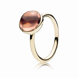 Blush Pink Poetic Medium Droplet 14Ct Gold Feature Ring W Blush Pink Crystal
