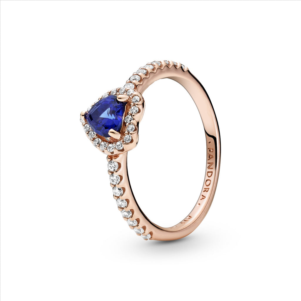Pandora Rose Sparkling Blue Elevated Heart Ring