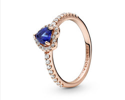 Pandora Rose Sparkling Blue Elevated Heart Ring