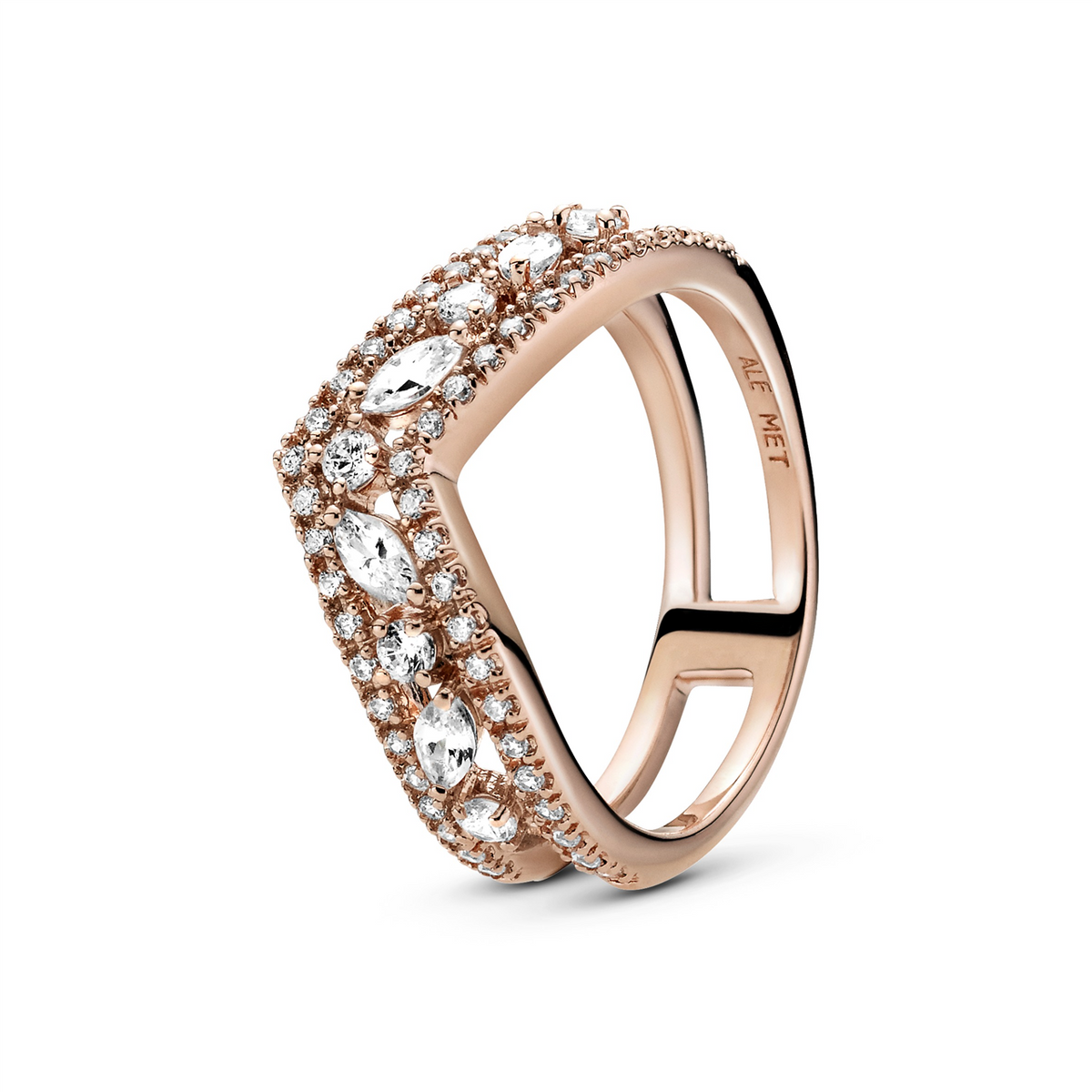 Pandora Rose Sparkling Marquise Double Wishbone Ring