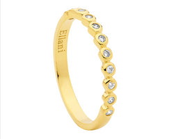 Ellani Yellow Gold Plated Ring With Bezel Set Cz