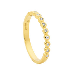 Ellani Yellow Gold Plated Ring With Bezel Set Cz