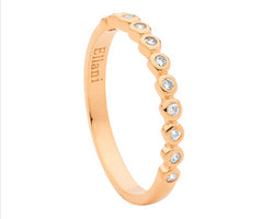 Ellani Rose Gold Plated Ring With Bezel Set Cz