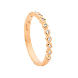 Ellani Rose Gold Plated Ring With Bezel Set Cz