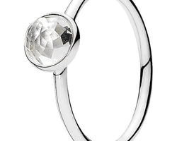 April Droplet Silver Feature Ring W Rock Crystal