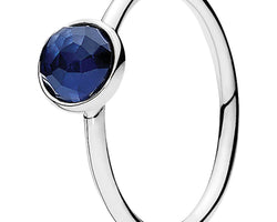 September Droplet Silver Feature Ring W Synthetic Sapphire