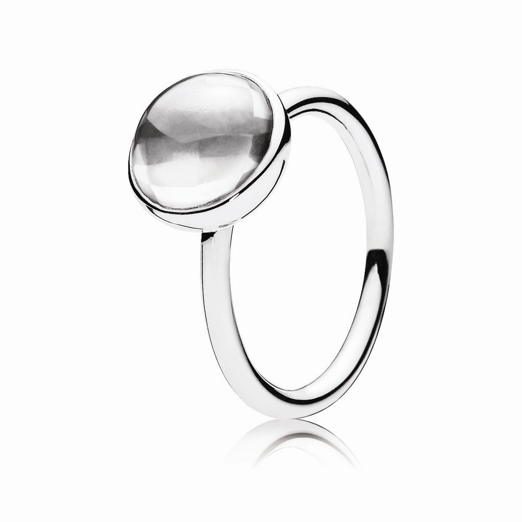 Poetic Medium Droplet Silver Feature Ring W Cz