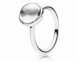 Poetic Medium Droplet Silver Feature Ring W Cz