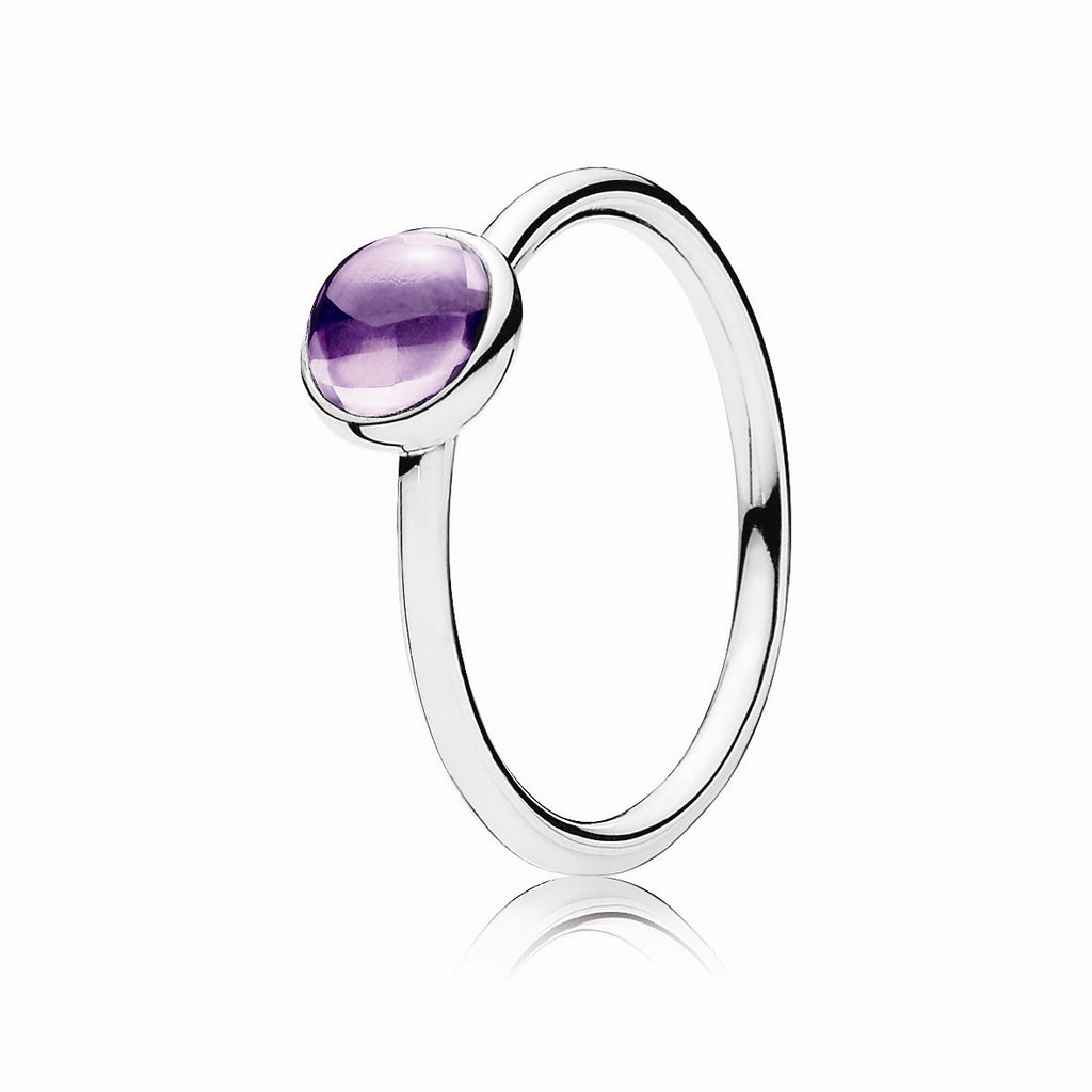Purple Poetic Droplet Silver Feature Ring W Purple Cz