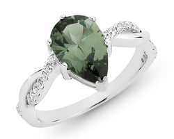 Green Cz Ring With White Cz