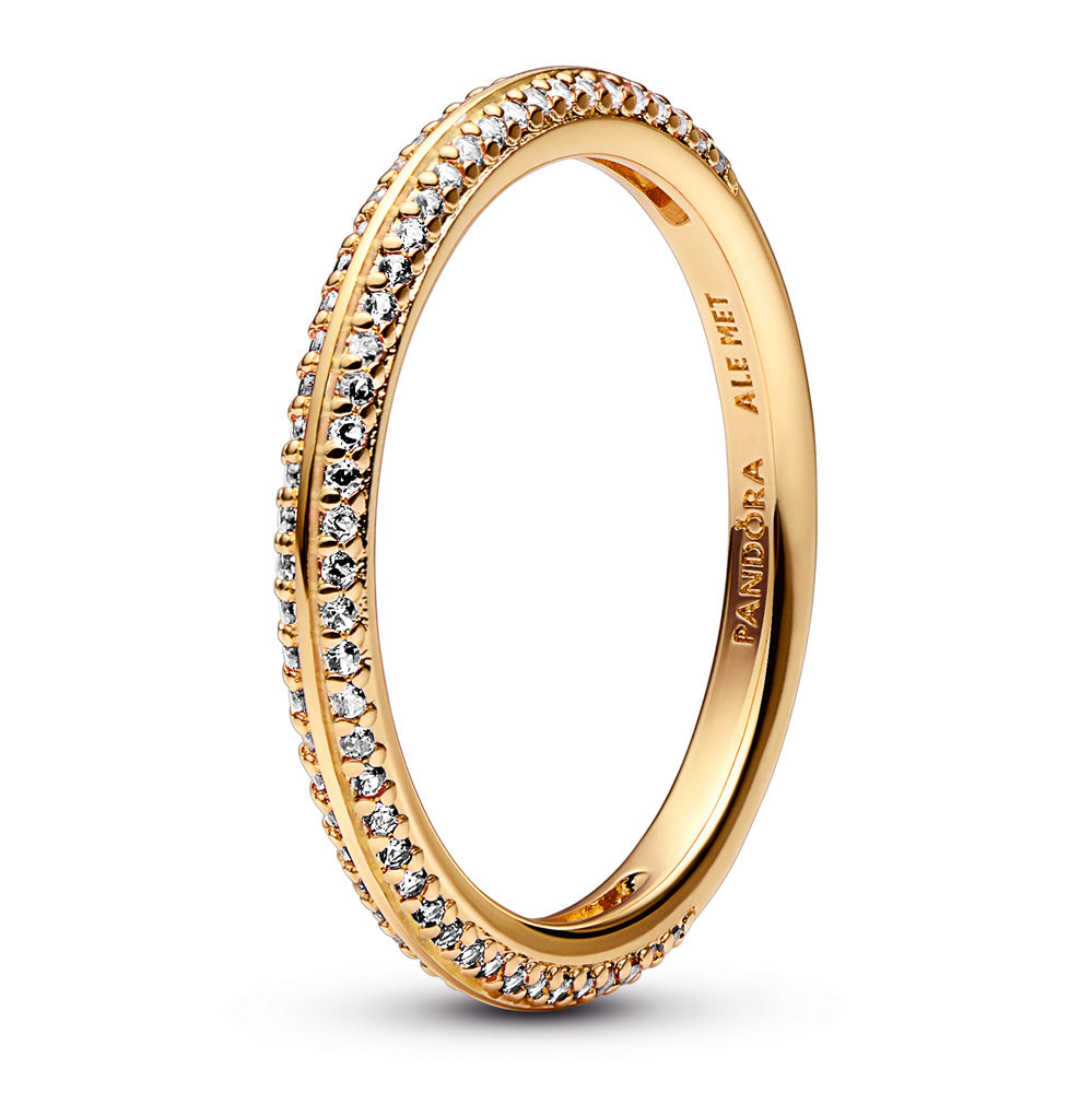 14K Gold-Plated Ring With Clear Cubic Zirconia
