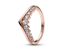 Wishbone 14k rose gold-plated ring with clear cubic zirconia