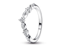 Wishbone Sterling Silver Ring With Clear Cubic Zirconia