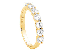 Ss 7 X 3.5Mm Wh Cz Ring W/ Gold Plating