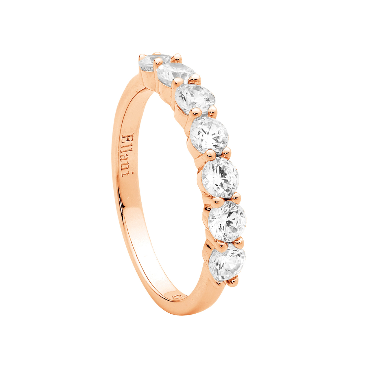 Ss 7 X 3.5Mm Wh Cz Ring W/ Rose Gold Plating