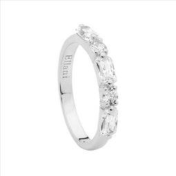 Silver Cubic Zirconia Round & Baguette Ring