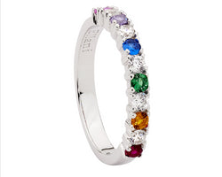 Ss Wh & Multi Colour Cz Ring