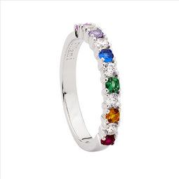 Ss Wh & Multi Colour Cz Ring