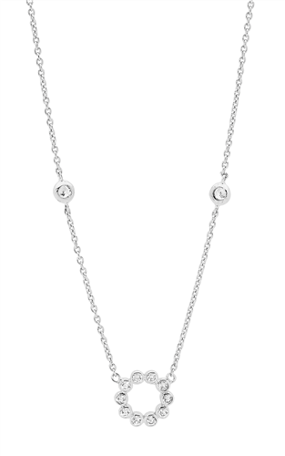 Silver Bezel set White CZ Circle Pendant