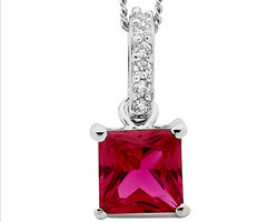 Sterling Silver Red And White CZ Pendant