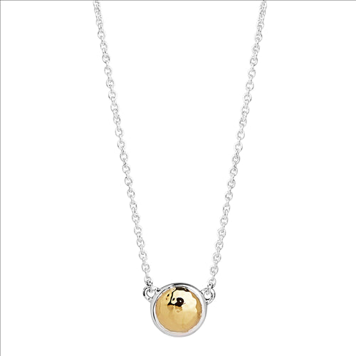 Najo Sterling Silver & Yellow Gold Plated Beaten Disc Pendant