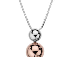 Silver And Rose Gold Plated Double Ball Pendant On Chain